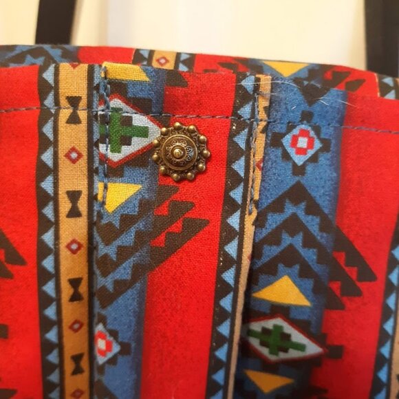 New Southwestern Sarape stripe Mini Duffle Tote Bag Aztec arm bag Red Blue Blk - Picture 4 of 10